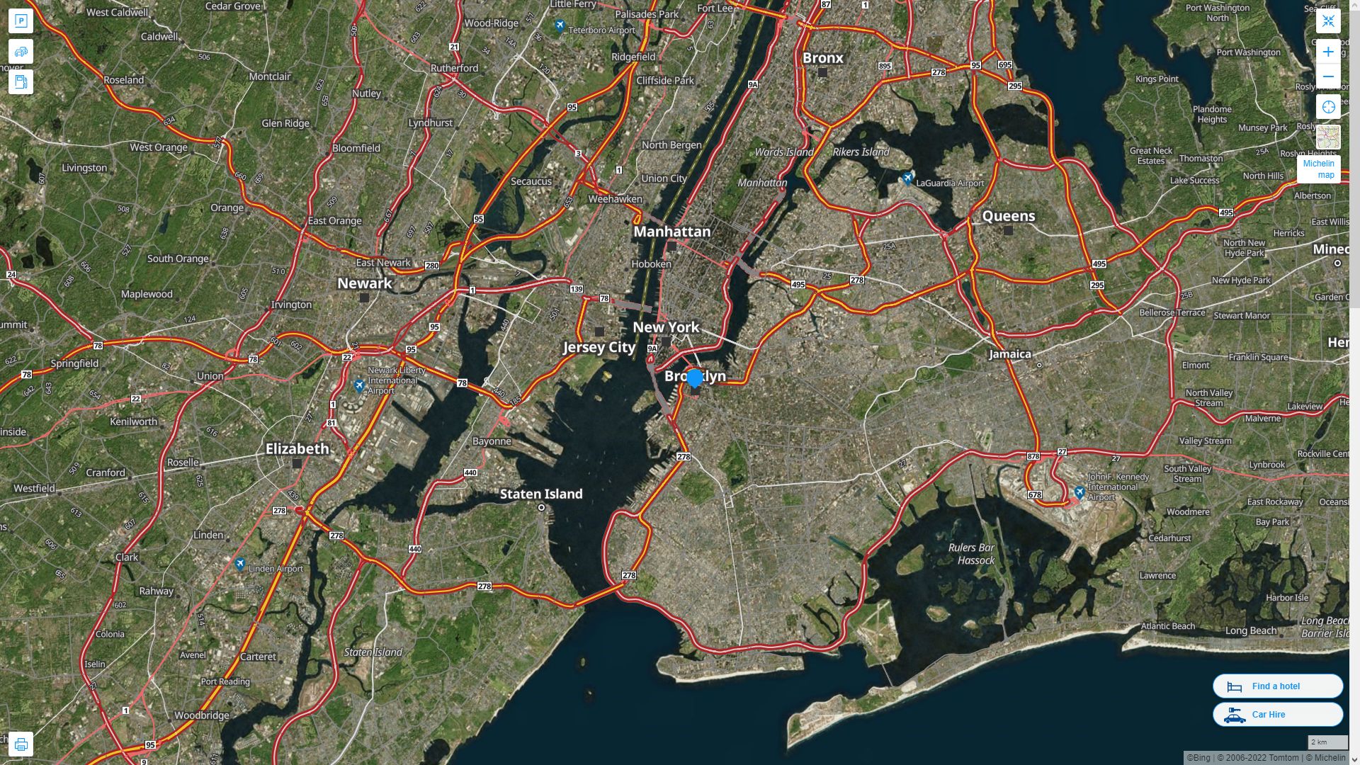 Brooklyn New York Highway and Road Map with Satellite View